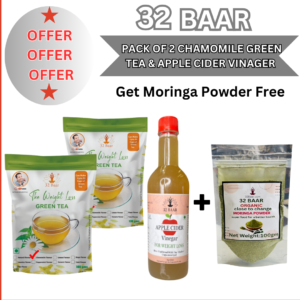 SPECIAL OFFER PACK 2 CHAMOMILE GREEN TEA & APPLE CIDER VINAGER GET MORINGA POWDER FREE