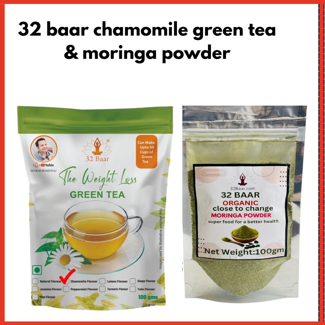 32 Baar Pack Of Chamomile Flavour Green Tea & Moringa Powder - Image 2