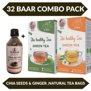 Combo of 2 Green Tea Bag(Natural,Ginger) And Chia Seeds