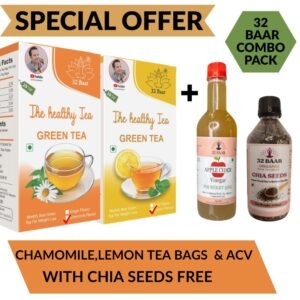 SPECIAL OFFER LEMON & CHAMOMILE GREEN TEA BAGS , ACV & CHIA SEEDS